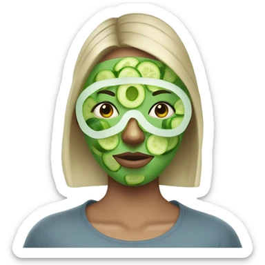 girl with green face mask and cucumbers on her eyes sticker