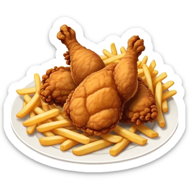Plate of fried chicken and fries  sticker
