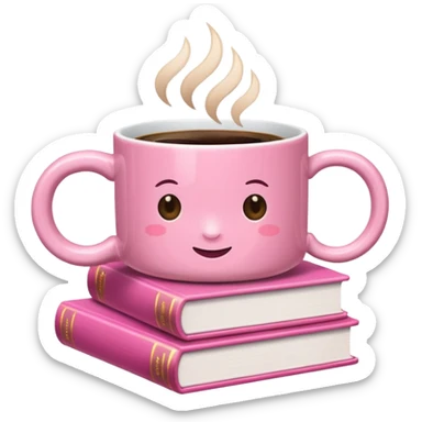 Pink Books and Cute Coffee  sticker