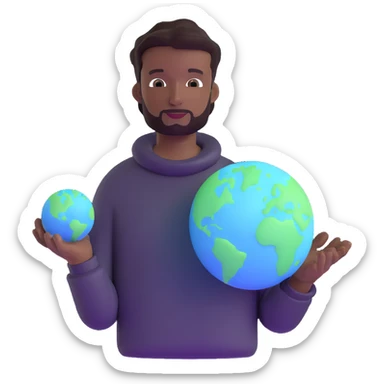 godlike man holding the Earth, glowing aura sticker