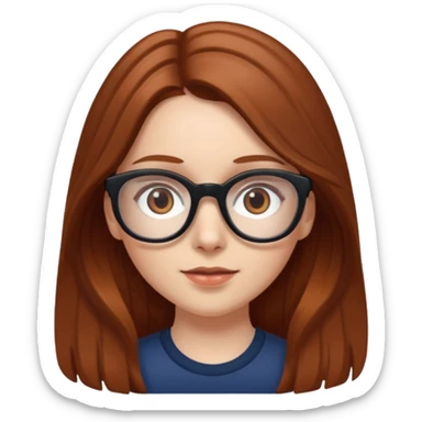 White girl with long chestnut hair and brown eye glasses  sticker