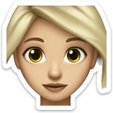 girl with dark green eyes,dark blonde hair, in aesthetic close sticker