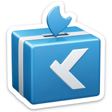 A blue box with a white cartoony checkmark in the middle sticker