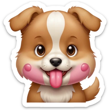 Cute puppy smacking his lips at the sight of delicious food sticker