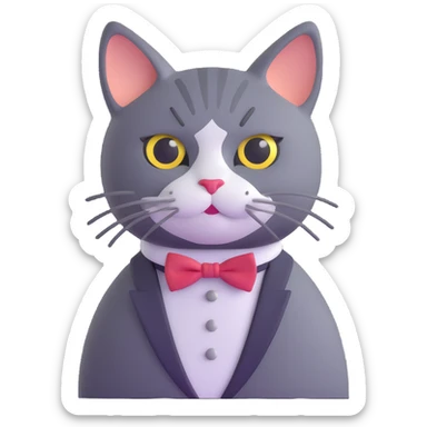 cat with bowtie sticker