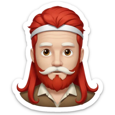 very white bearded and white mustached, red long haired, wearing ear accessories sticker