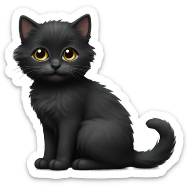 Black fluffy kitten with a little bit of gray  sticker