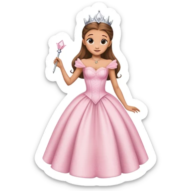 Ariana grande putting on her Glinda dress for wicked  sticker