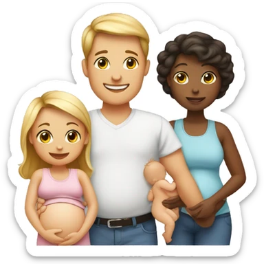 Familie and baby with a positieve pregnantcy test sticker