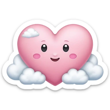 pink heart + cloud sticker