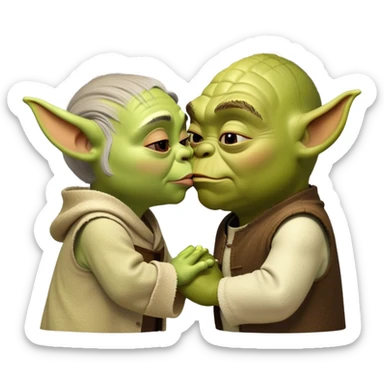 Shrek kissing yoda sticker