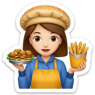 woman holding street food sticker