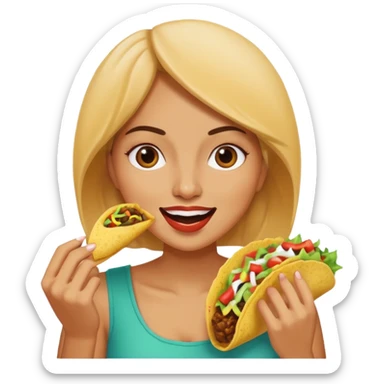woman eating taco  sticker
