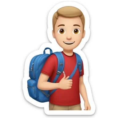 Tourist Character in Red Shirt Moving with purpose through the terminal. sticker