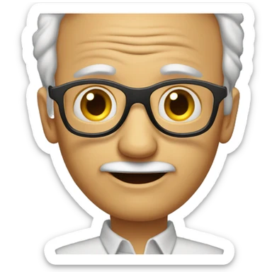 Abuelo con pelo cano , cejas oscuras ,  lentes negros , sticker
