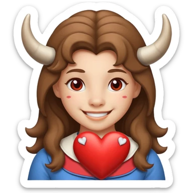 White Tauros girl in heart in love sticker