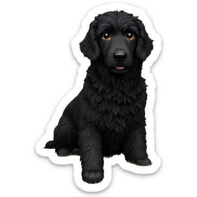 black dog on grass sticker