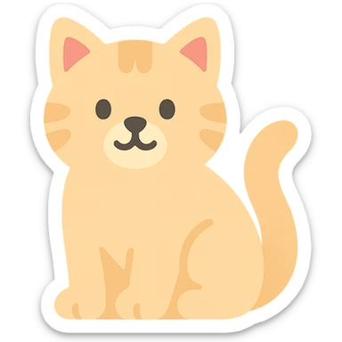 cute fluffy cat color icon sticker