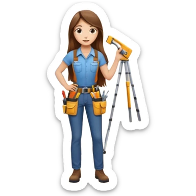 beautiful girl with long brown hair constructing new lounge room area with flat screen tv and couch sticker