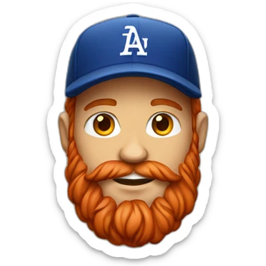 red bearded male with a baseball hat sticker