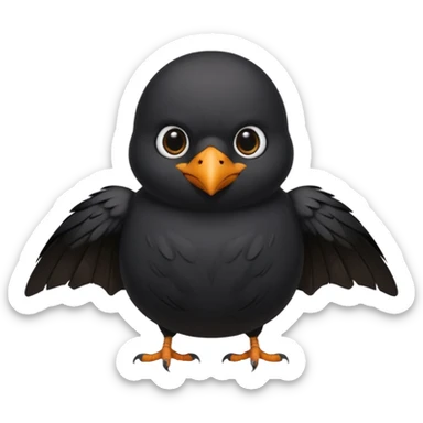 fat cute crow with bat wings sticker