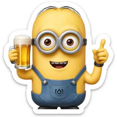 minion with a beer saying cheers sticker