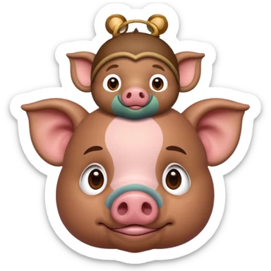 El cerdito de Moana con un monito en su cabeza sticker