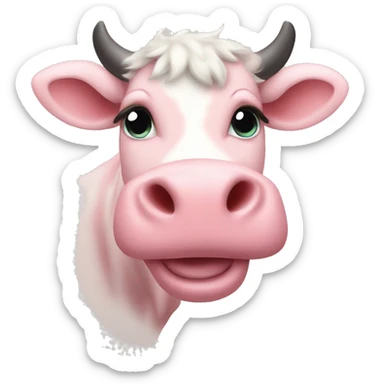 Pastel pink cow iPhone emoji cute small sticker
