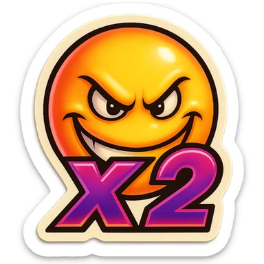 grin EVIL LOOk , Make it say "X2"" sticker