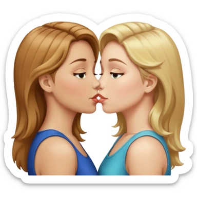 👩🏻‍❤️‍💋‍👩🏼 but light brown hair instead of blonde on the girl on the right  sticker