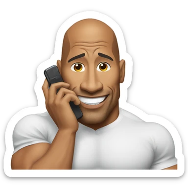 dwayne johnson with a mobile phone sticker