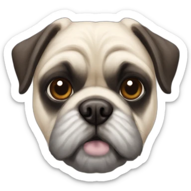 A pug cross bred with a schnauzer with fully white furr and brown eyes sticker