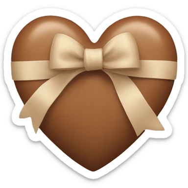 brown pastel heart  with beige bow sticker