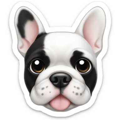 White French bulldog with black on the right and ears, black eyes sticker