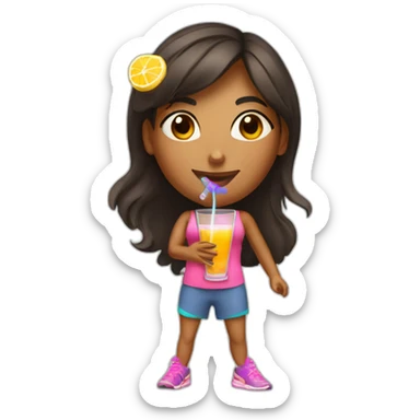 aerobic girl drinks cocktail sticker