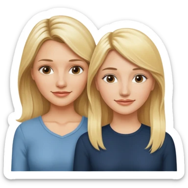 i want an emoji with 2 longue hair blonde girls like the movie "the holiday" They are not touching each other. One is Cameron Diaz, the tother Kate Winslet. sticker