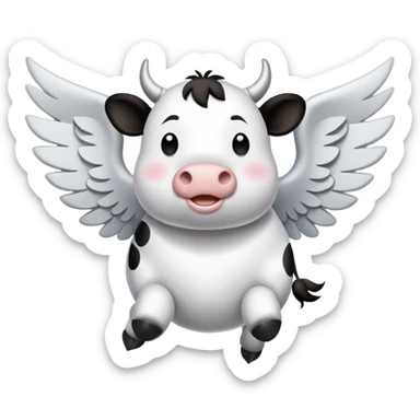 A Flying cows with wings that says „hallo maxim“ sticker