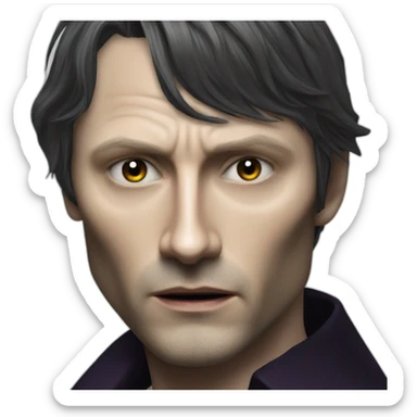 young mads mikkelsen as an angry black haired vampire sticker