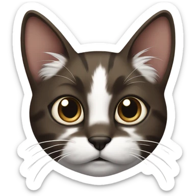 dark brown and white Cat with black spot near the nose sticker