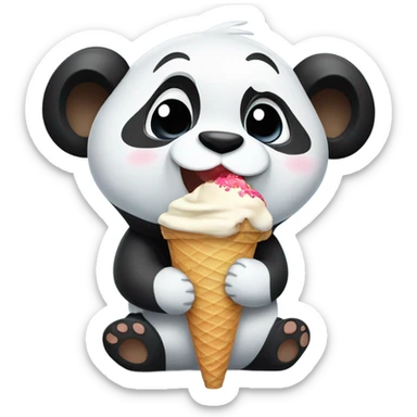 Panda eating ice cream sticker