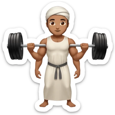 brown muslim man pushing weight wearing thobe  sticker