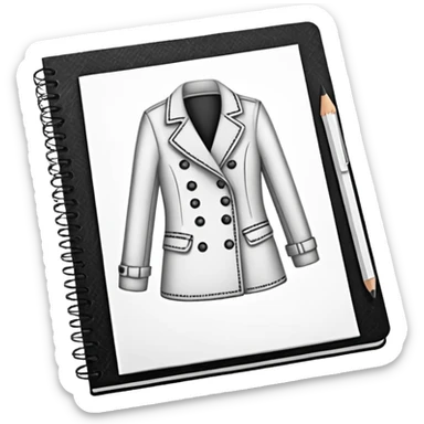 fashion clothe skecth on sketch book, with pencil sticker