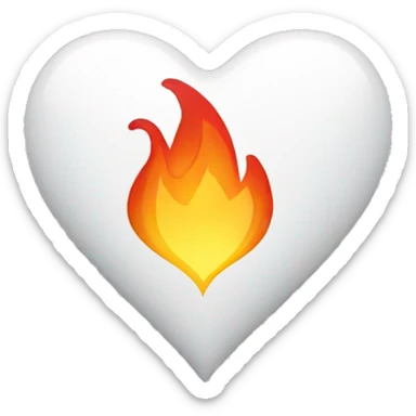 White heart with flame sticker