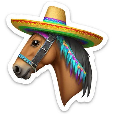 Horse head with sombrero sticker