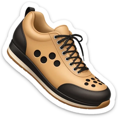 3D Apple-style emoji of a shoe with a foot inside, stepping and showing a clear shoe print below.







 sticker