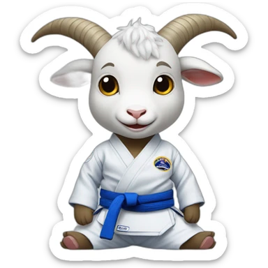 Goat fish hybrid wearing blue Jiu-Jitsu gi sticker