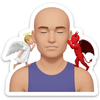 Angel on one shoulder and a devil on the other shoulder whispering in each ear sticker