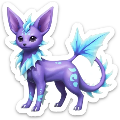 Rare realistic purple indigo violet nebulae shiny sparkly dark-neon glowing bioluminescent edgy badass epic pretty beautiful handsome gorgeous aesthetic colorful vibrant Vernid-Trico-Vaporeon-Espeon-species-Fakemon-creature by LiLaiRa, 4 legs, 1 tail, random markings, (full body) sticker