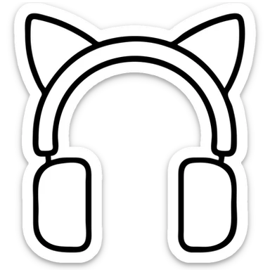 headphones with cat ears, minimalistic icon sticker