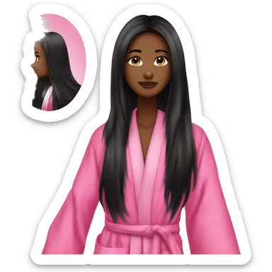Long Black hair Pink victoria secret robe sticker